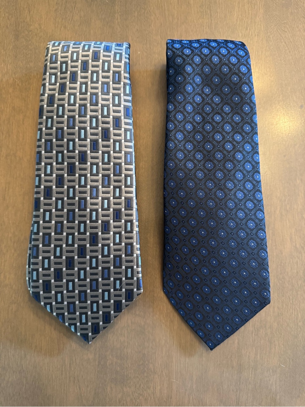 Classic Men's XL Necktie - Blue Geometric and Navy Patterned Styles BRAND NEW